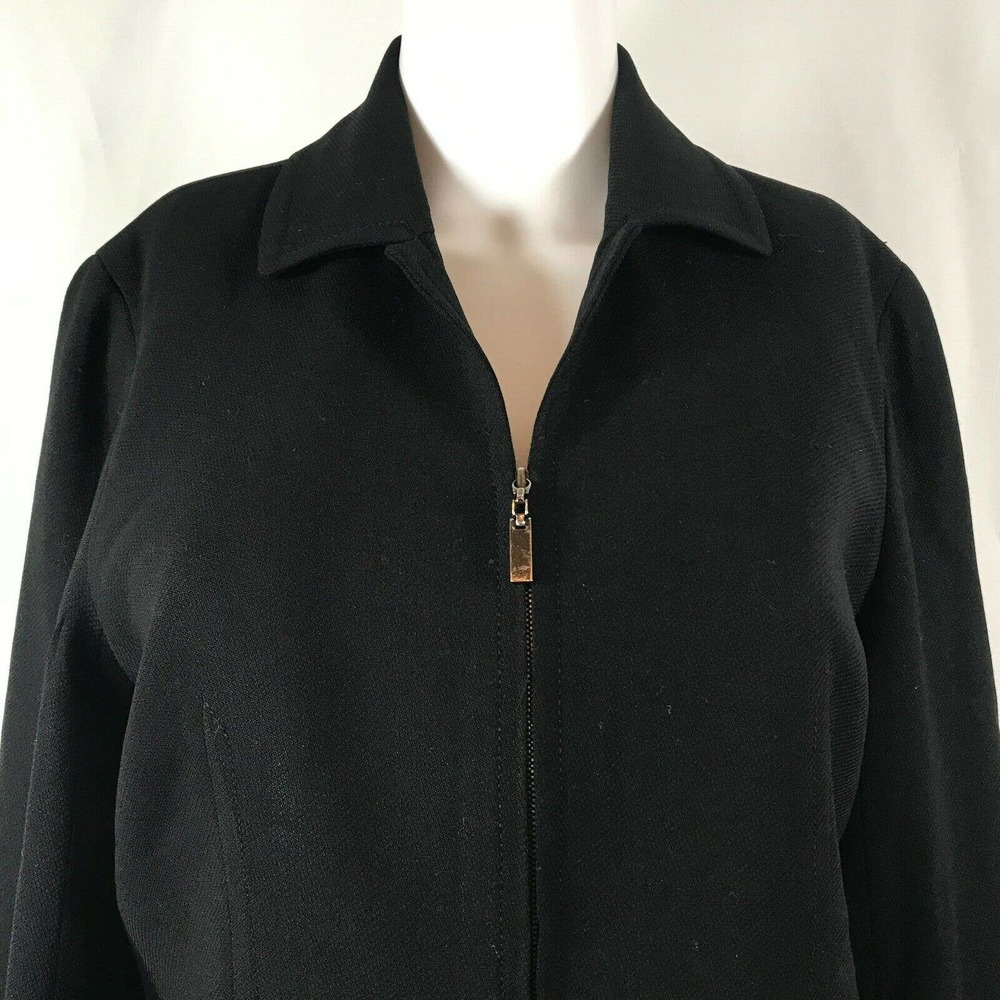 Doncaster Blazer Jacket Womens 6P Black‎ Wool Full Zip Blazer Jacket Pockets - Picture 2 of 10